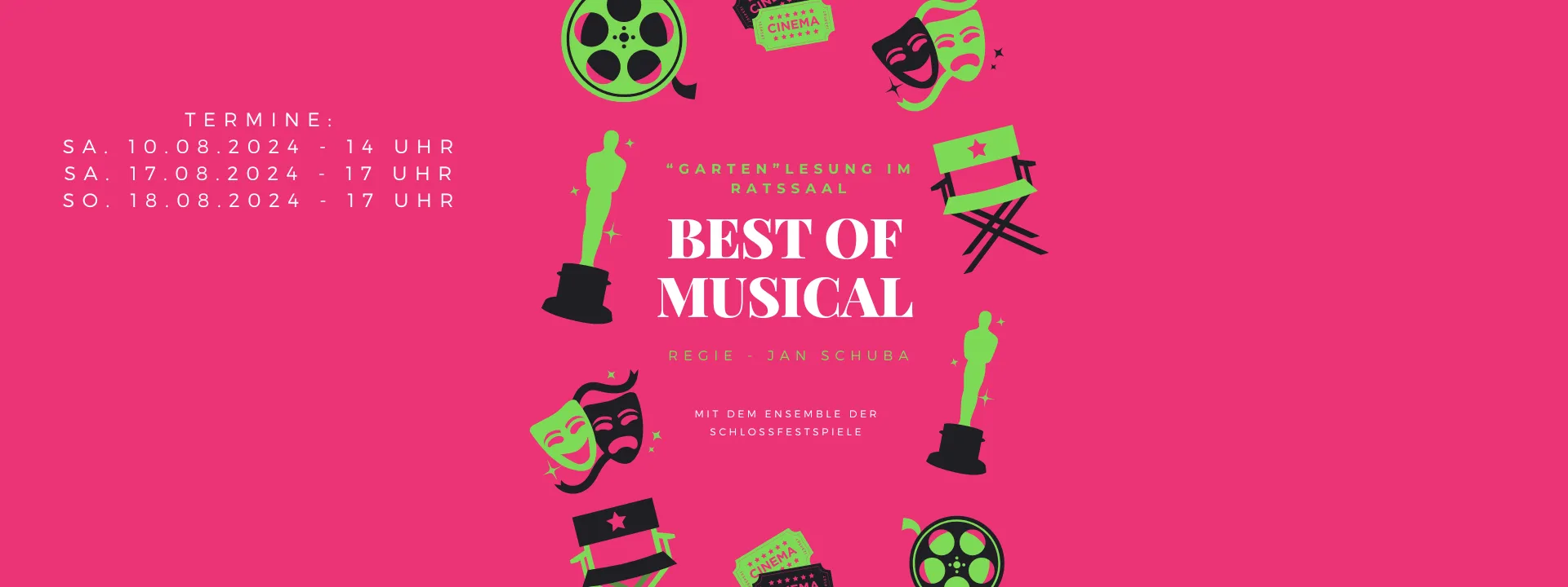 Pinker Flyer mit Schriftzug Best of Musical